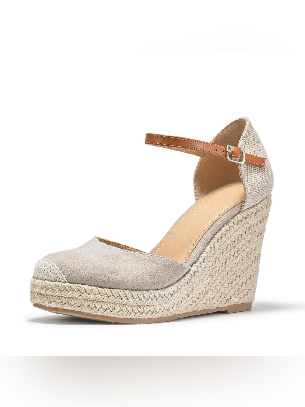 Women’s Espadrille Heel Platform Wedge Sandal Ankle Buckle Strap Closed Toe Shoe